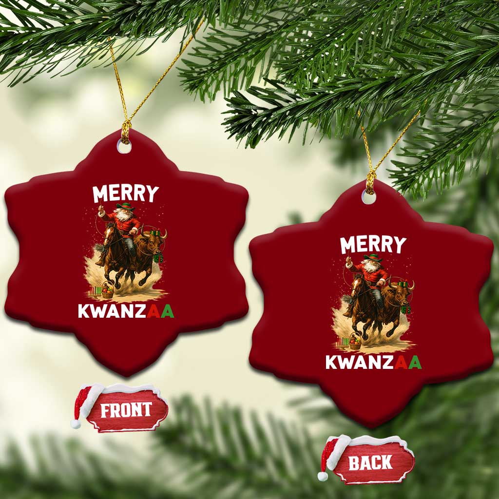 Funny Black Santa Cowboy Ceramic Ornament Merry Kwanzaa Cultural Pride Gift TS12 Print Your Wear