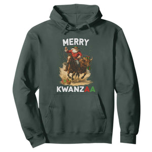 Funny Black Santa Cowboy Hoodie Merry Kwanzaa Cultural Pride Gift TS12 Dark Forest Green Print Your Wear