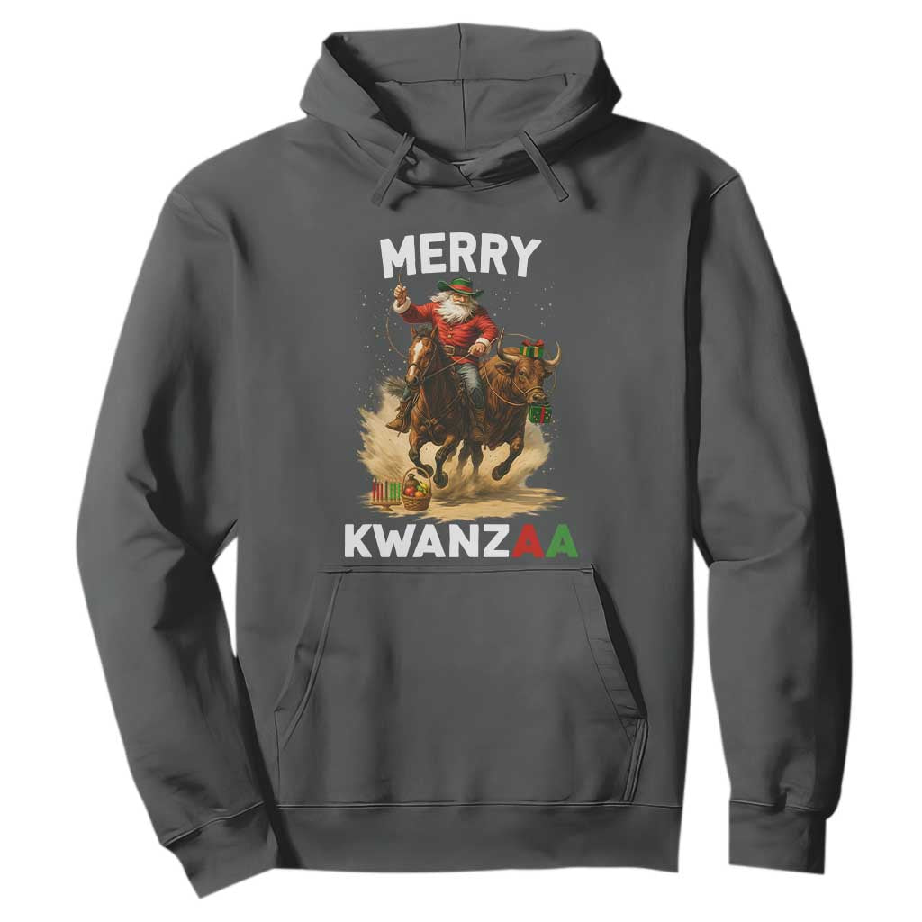 Funny Black Santa Cowboy Hoodie Merry Kwanzaa Cultural Pride Gift TS12 Dark Heather Print Your Wear