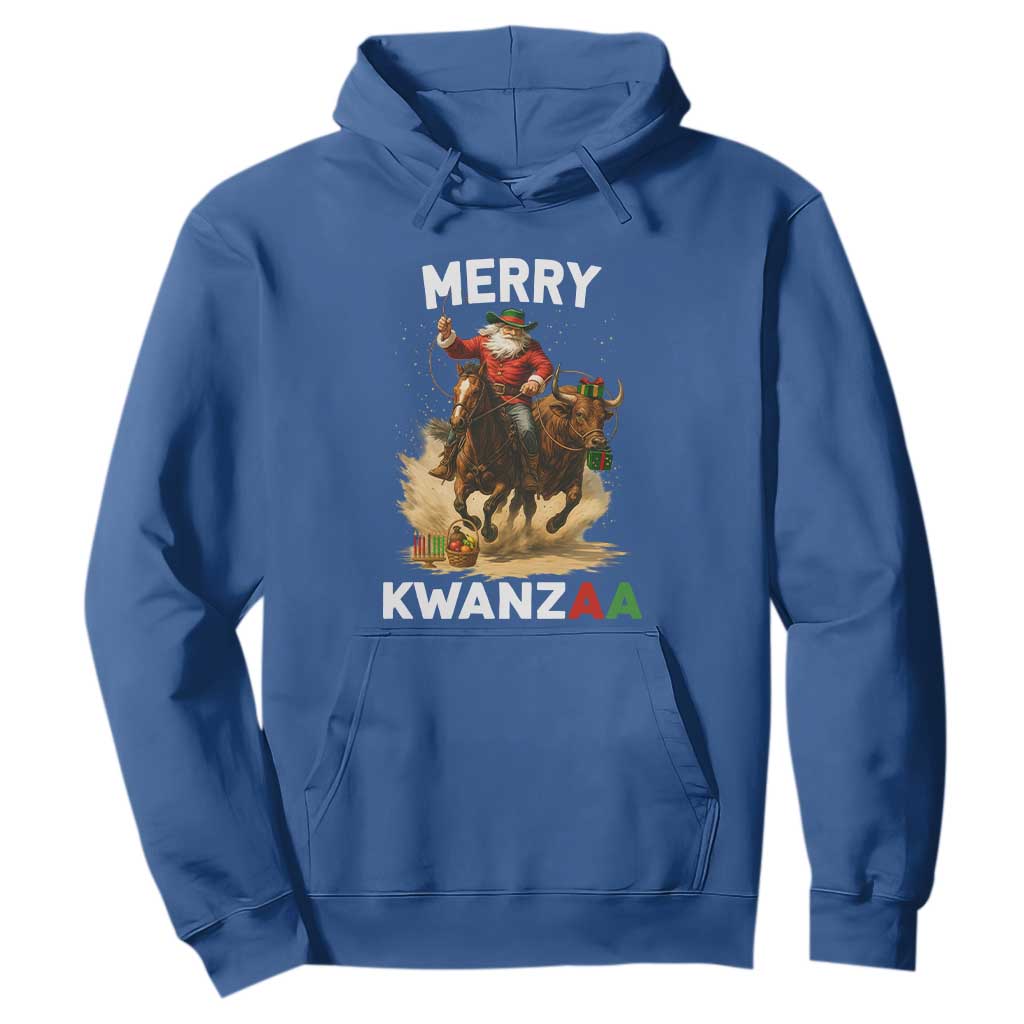 Funny Black Santa Cowboy Hoodie Merry Kwanzaa Cultural Pride Gift TS12 Royal Blue Print Your Wear
