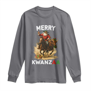 Funny Black Santa Cowboy Long Sleeve Shirt Merry Kwanzaa Cultural Pride Gift TS12 Charcoal Print Your Wear