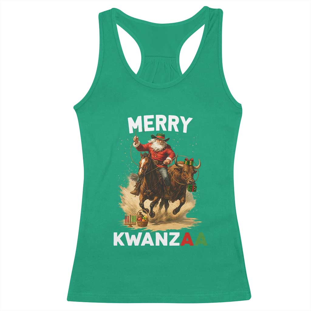 Funny Black Santa Cowboy Racerback Tank Top Merry Kwanzaa Cultural Pride Gift TS12 Irish Green Print Your Wear