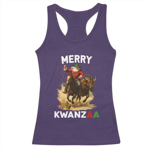 Funny Black Santa Cowboy Racerback Tank Top Merry Kwanzaa Cultural Pride Gift TS12 Purple Print Your Wear
