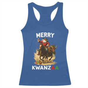 Funny Black Santa Cowboy Racerback Tank Top Merry Kwanzaa Cultural Pride Gift TS12 Royal Blue Print Your Wear