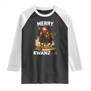 Funny Black Santa Cowboy Raglan Shirt Merry Kwanzaa Cultural Pride Gift TS12 Black White Print Your Wear