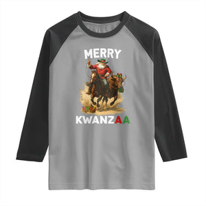 Funny Black Santa Cowboy Raglan Shirt Merry Kwanzaa Cultural Pride Gift TS12 Sport Gray Black Print Your Wear