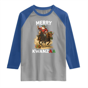 Funny Black Santa Cowboy Raglan Shirt Merry Kwanzaa Cultural Pride Gift TS12 Sport Gray Royal Print Your Wear