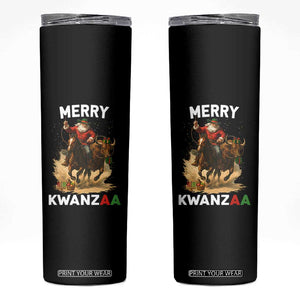 Funny Black Santa Cowboy Skinny Tumbler Merry Kwanzaa Cultural Pride Gift TS12 Black Print Your Wear