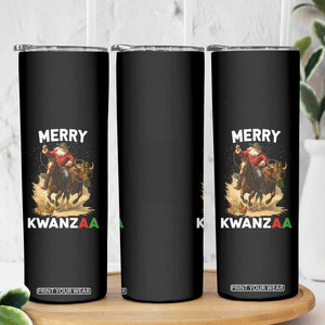 Funny Black Santa Cowboy Skinny Tumbler Merry Kwanzaa Cultural Pride Gift TS12 Print Your Wear