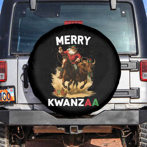 Funny Black Santa Cowboy Spare Tire Cover Merry Kwanzaa Cultural Pride Gift TS12 No hole Black Print Your Wear