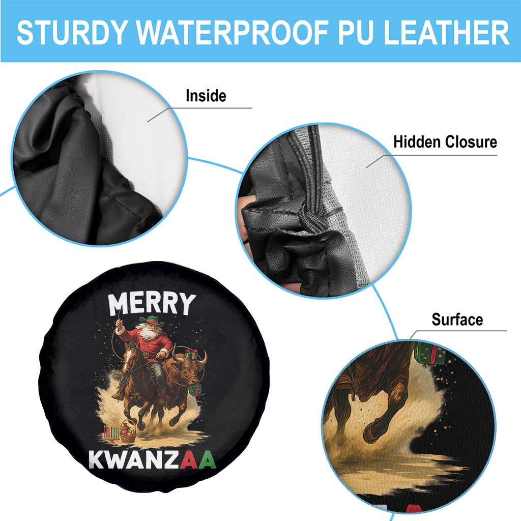 Funny Black Santa Cowboy Spare Tire Cover Merry Kwanzaa Cultural Pride Gift - Print Your Wear