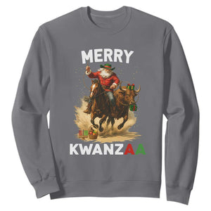 Funny Black Santa Cowboy Sweatshirt Merry Kwanzaa Cultural Pride Gift TS12 Charcoal Print Your Wear