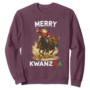 Funny Black Santa Cowboy Sweatshirt Merry Kwanzaa Cultural Pride Gift TS12 Maroon Print Your Wear