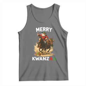 Funny Black Santa Cowboy Tank Top Merry Kwanzaa Cultural Pride Gift TS12 Black Heather Print Your Wear