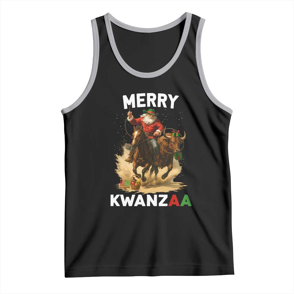 Funny Black Santa Cowboy Tank Top Merry Kwanzaa Cultural Pride Gift TS12 Black Athletic Heather Print Your Wear