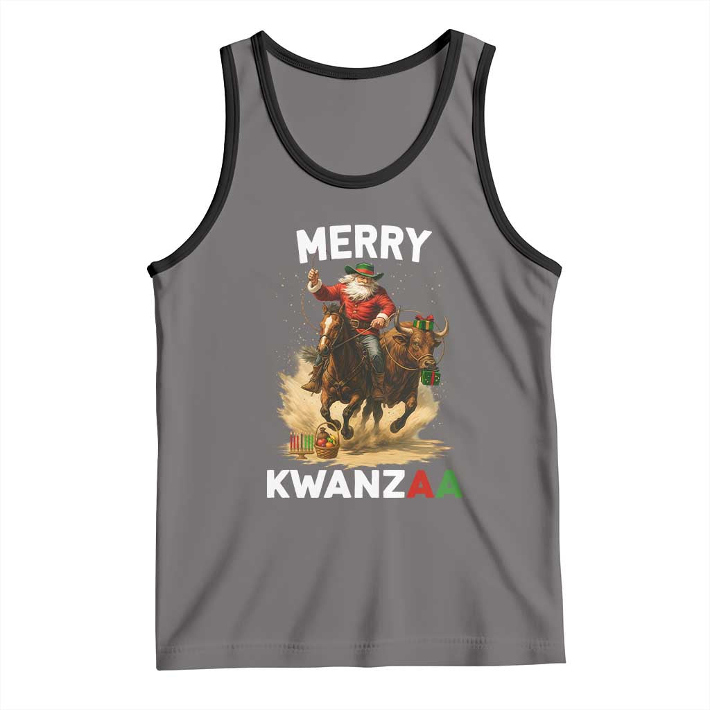 Funny Black Santa Cowboy Tank Top Merry Kwanzaa Cultural Pride Gift TS12 Deep Heather Black Print Your Wear