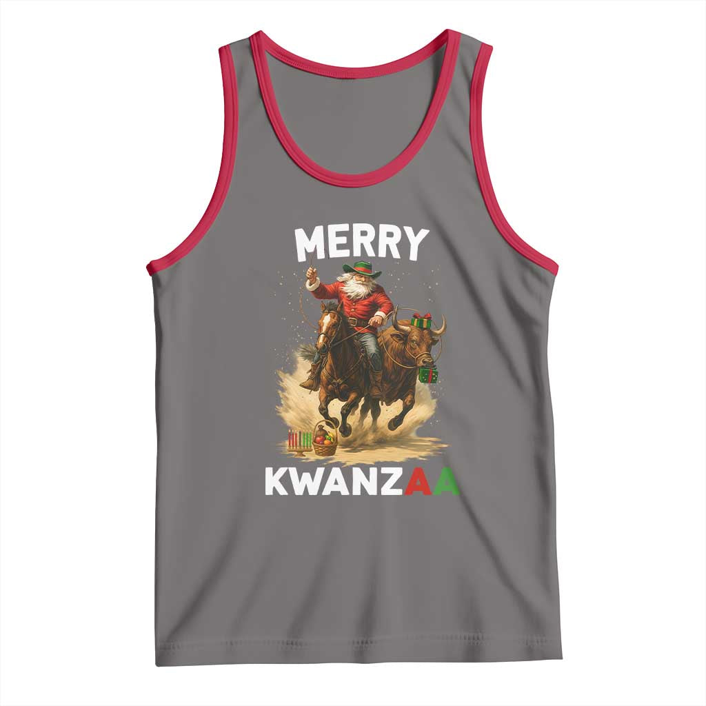 Funny Black Santa Cowboy Tank Top Merry Kwanzaa Cultural Pride Gift TS12 Deep Heather Red Print Your Wear