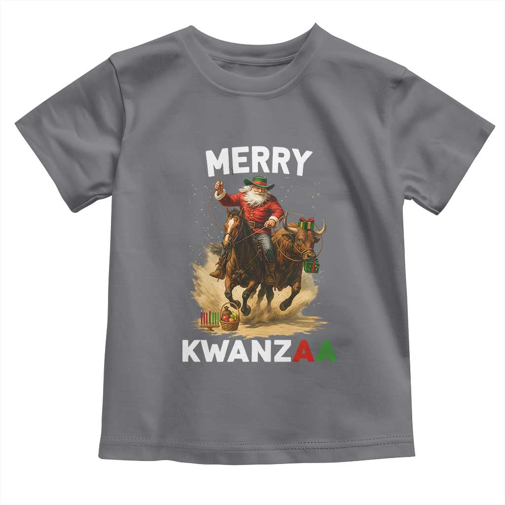 Funny Black Santa Cowboy Toddler T Shirt Merry Kwanzaa Cultural Pride Gift TS12 Charcoal Print Your Wear