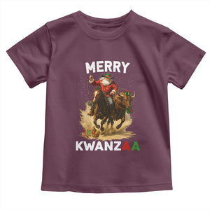 Funny Black Santa Cowboy Toddler T Shirt Merry Kwanzaa Cultural Pride Gift TS12 Maroon Print Your Wear