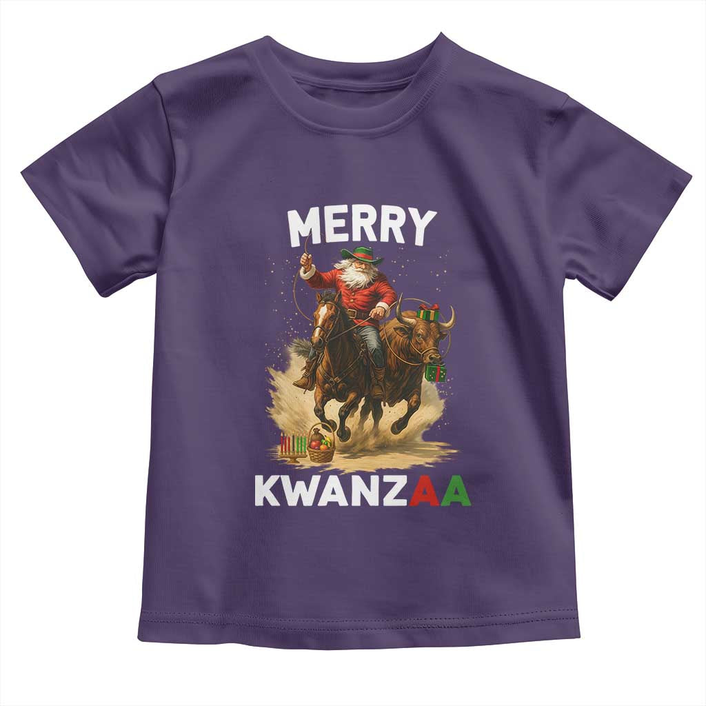 Funny Black Santa Cowboy Toddler T Shirt Merry Kwanzaa Cultural Pride Gift TS12 Purple Print Your Wear