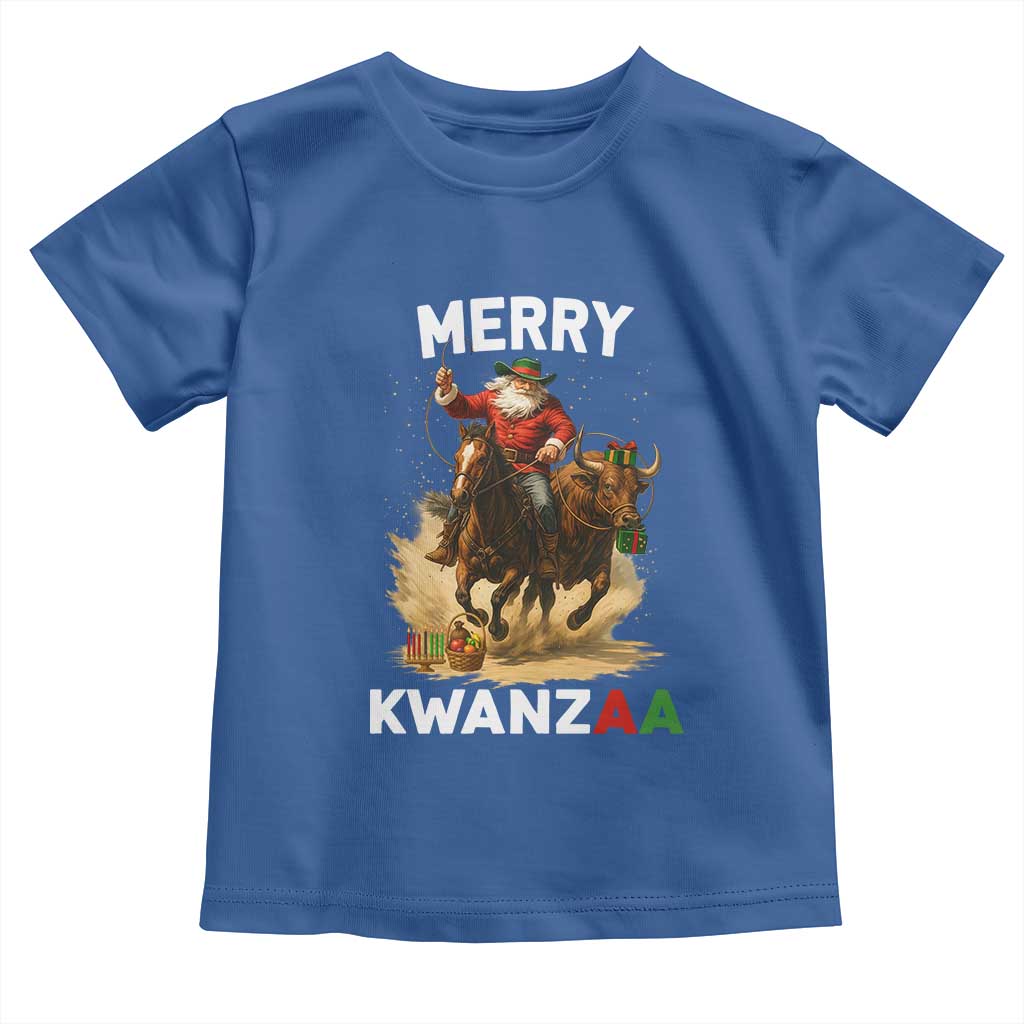 Funny Black Santa Cowboy Toddler T Shirt Merry Kwanzaa Cultural Pride Gift TS12 Royal Blue Print Your Wear