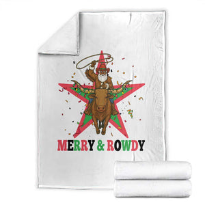 Merry And Rowdy Kwanzaa Santa Cowboy Christmas Gift Throw Blanket TS12 White Print Your Wear