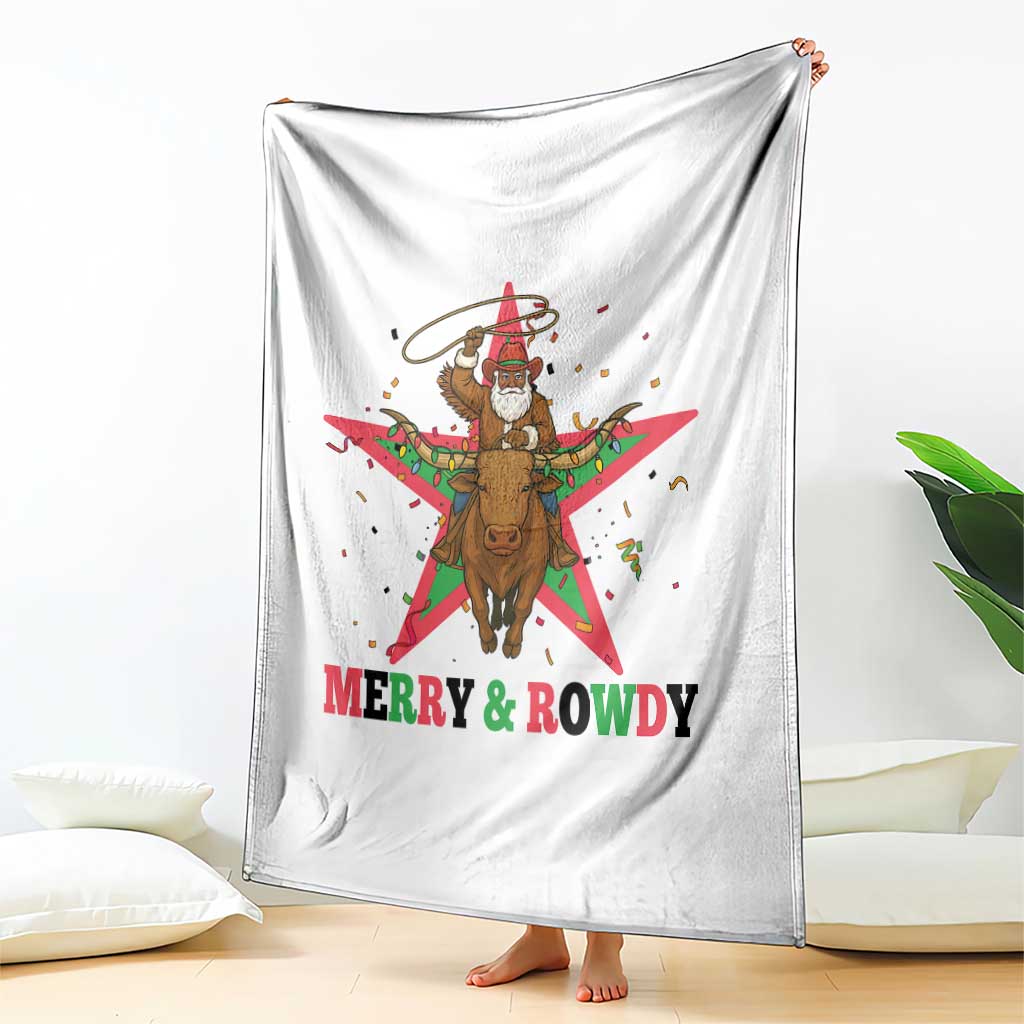 Merry And Rowdy Kwanzaa Santa Cowboy Christmas Gift Throw Blanket TS12 Print Your Wear