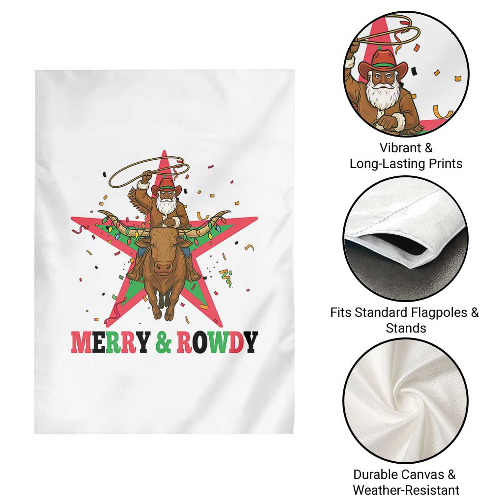 Merry And Rowdy Kwanzaa Santa Cowboy Christmas Gift Garden Flag TS12 Print Your Wear