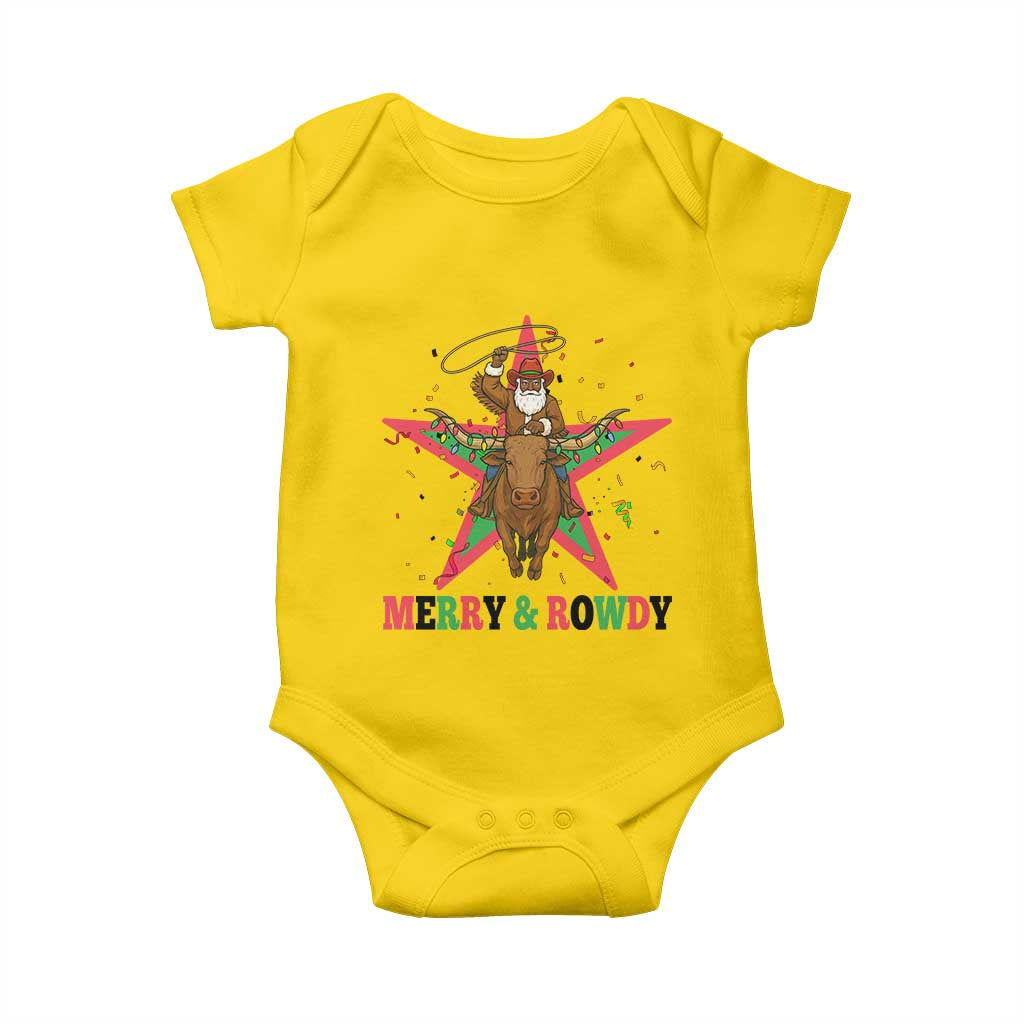 Merry And Rowdy Kwanzaa Santa Cowboy Christmas Gift Baby Onesie TS12 Daisy Print Your Wear