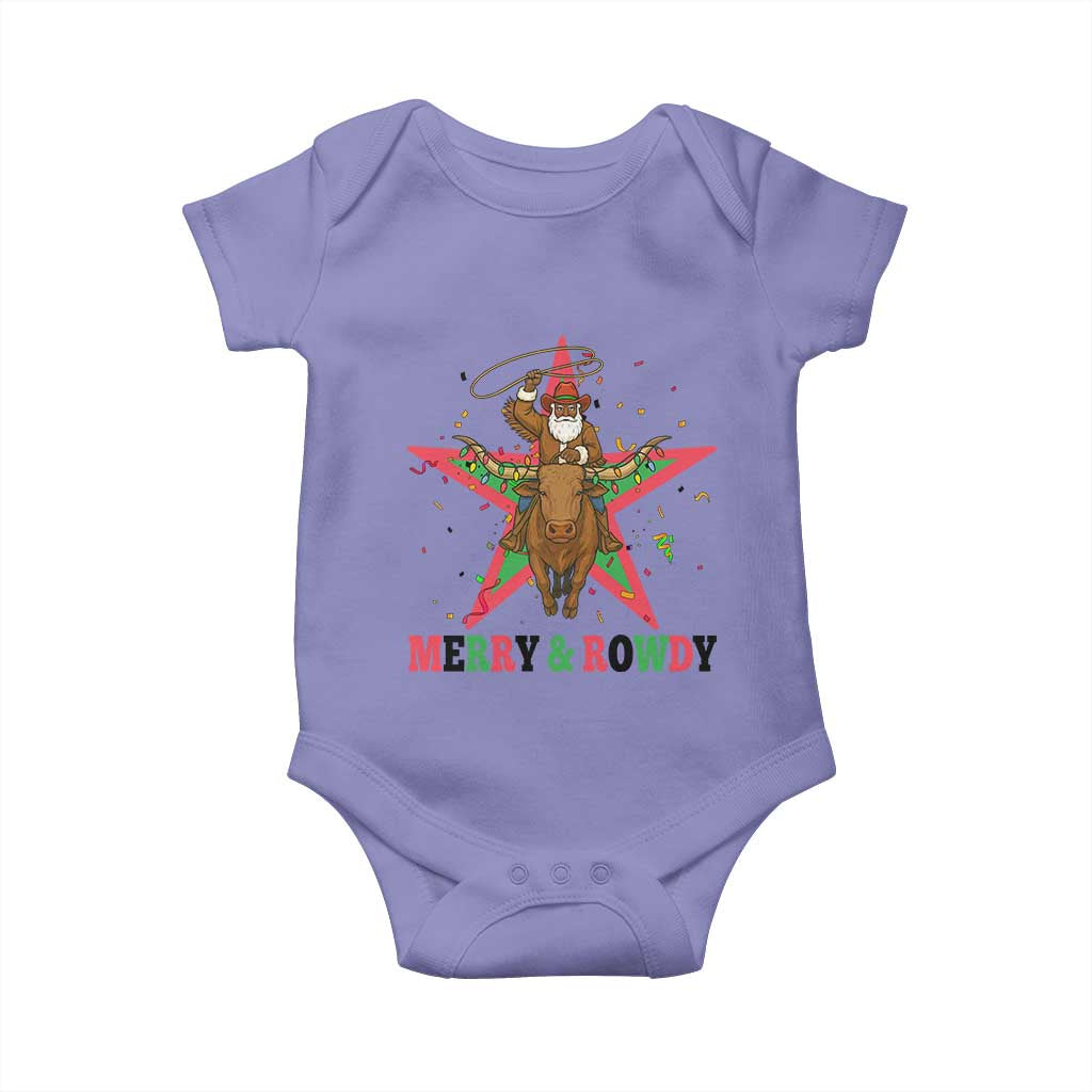 Merry And Rowdy Kwanzaa Santa Cowboy Christmas Gift Baby Onesie TS12 Violet Print Your Wear