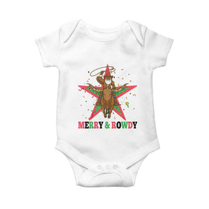 Merry And Rowdy Kwanzaa Santa Cowboy Christmas Gift Baby Onesie TS12 White Print Your Wear
