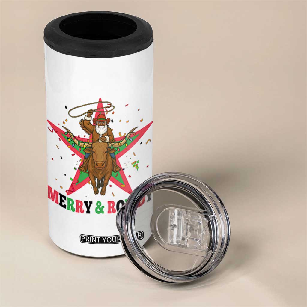 Merry And Rowdy Kwanzaa Santa Cowboy Christmas Gift 4 in 1 Can Cooler Tumbler TS12 Print Your Wear