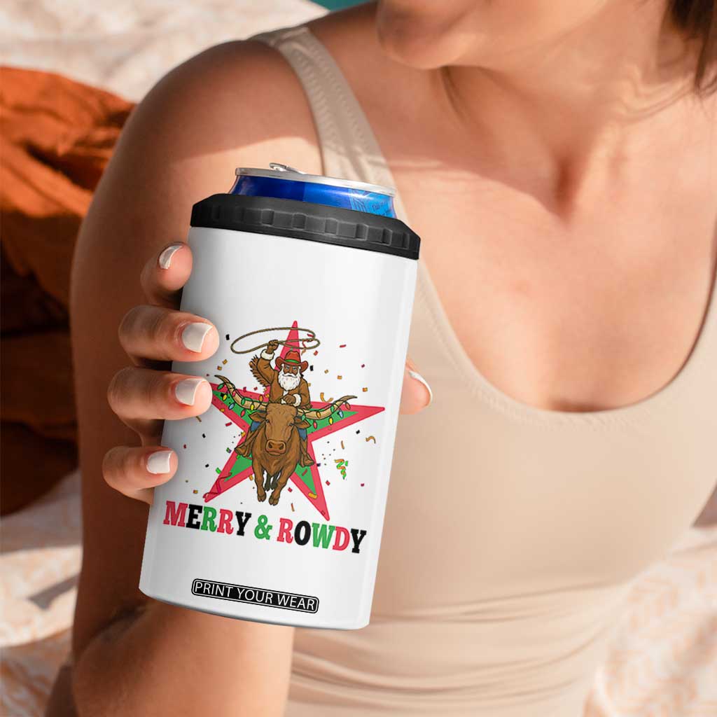 Merry And Rowdy Kwanzaa Santa Cowboy Christmas Gift 4 in 1 Can Cooler Tumbler TS12 Print Your Wear
