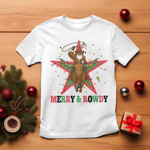 Merry And Rowdy Kwanzaa Santa Cowboy Christmas Gift T Shirt TS12 White Print Your Wear