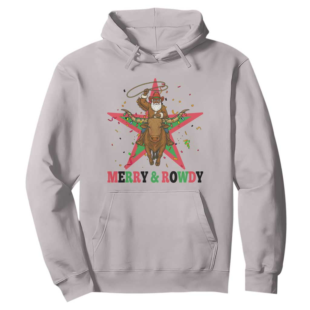 Merry And Rowdy Kwanzaa Santa Cowboy Christmas Gift Hoodie TS12 Ice Gray Print Your Wear