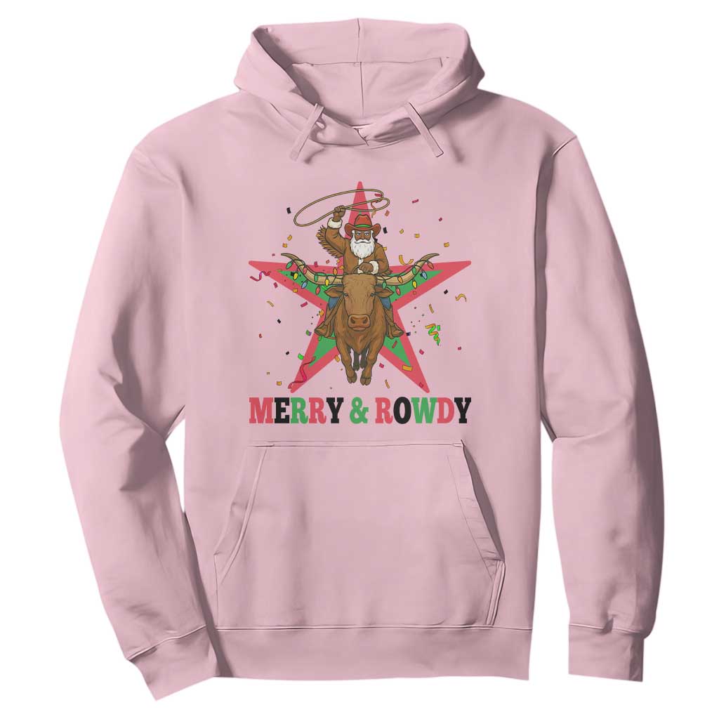 Merry And Rowdy Kwanzaa Santa Cowboy Christmas Gift Hoodie TS12 Light Pink Print Your Wear
