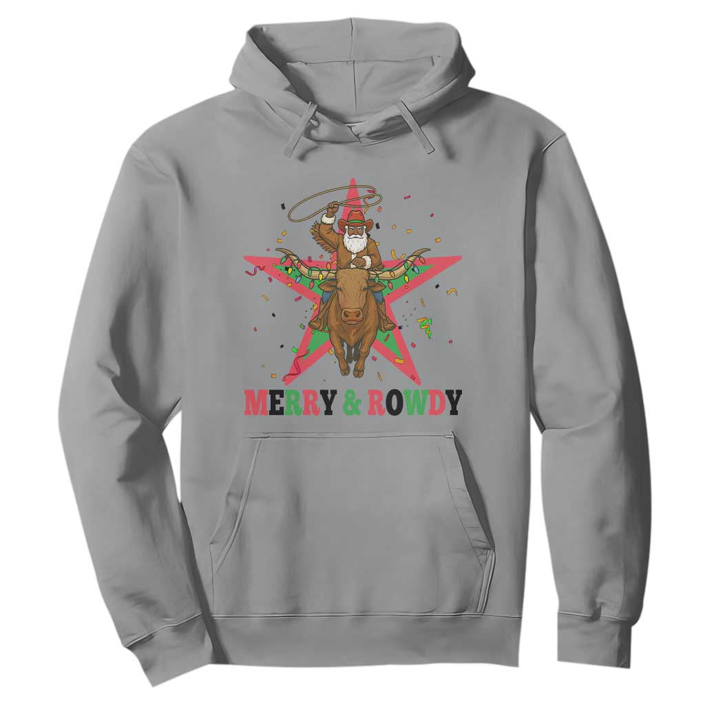 Merry And Rowdy Kwanzaa Santa Cowboy Christmas Gift Hoodie TS12 Sport Gray Print Your Wear