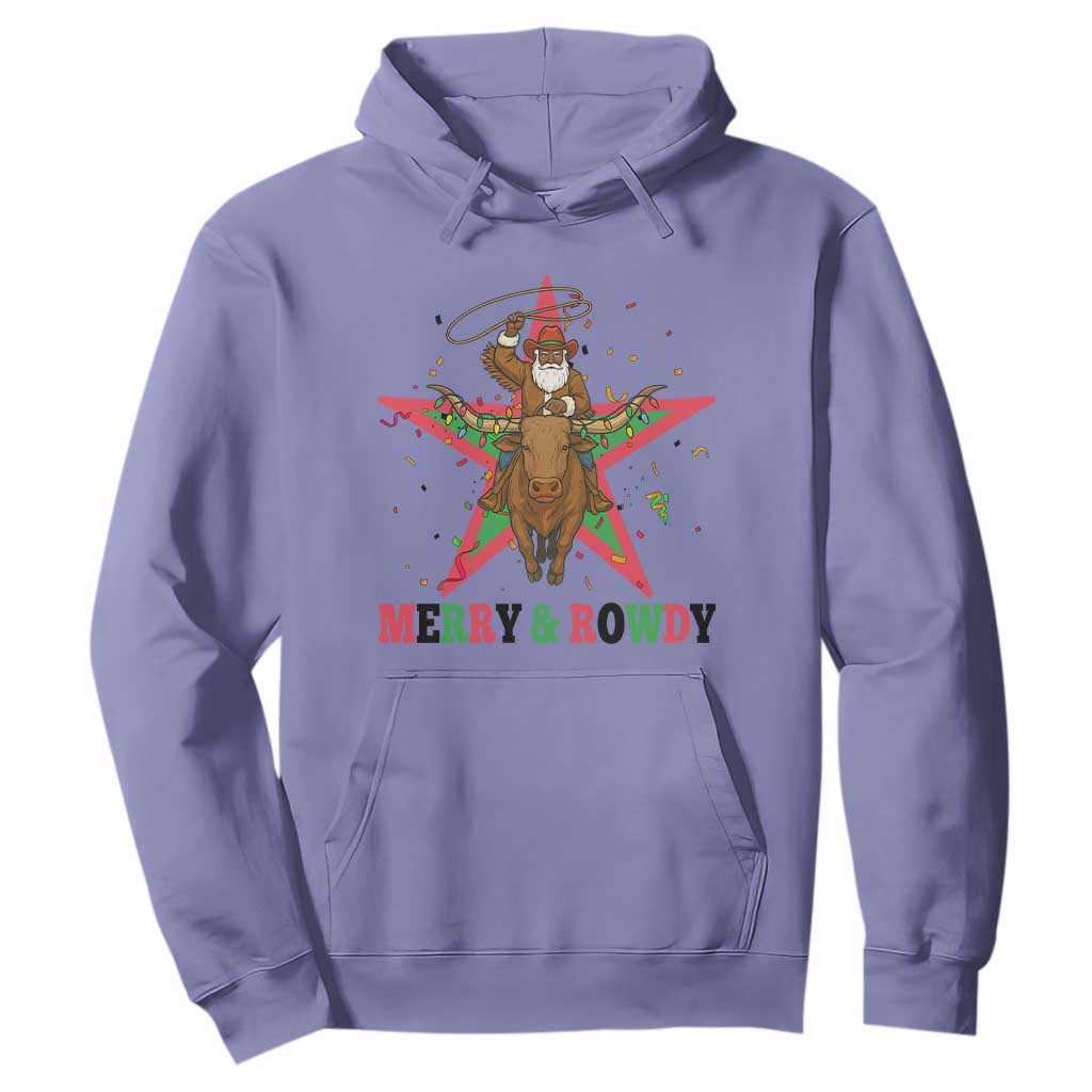 Merry And Rowdy Kwanzaa Santa Cowboy Christmas Gift Hoodie TS12 Violet Print Your Wear