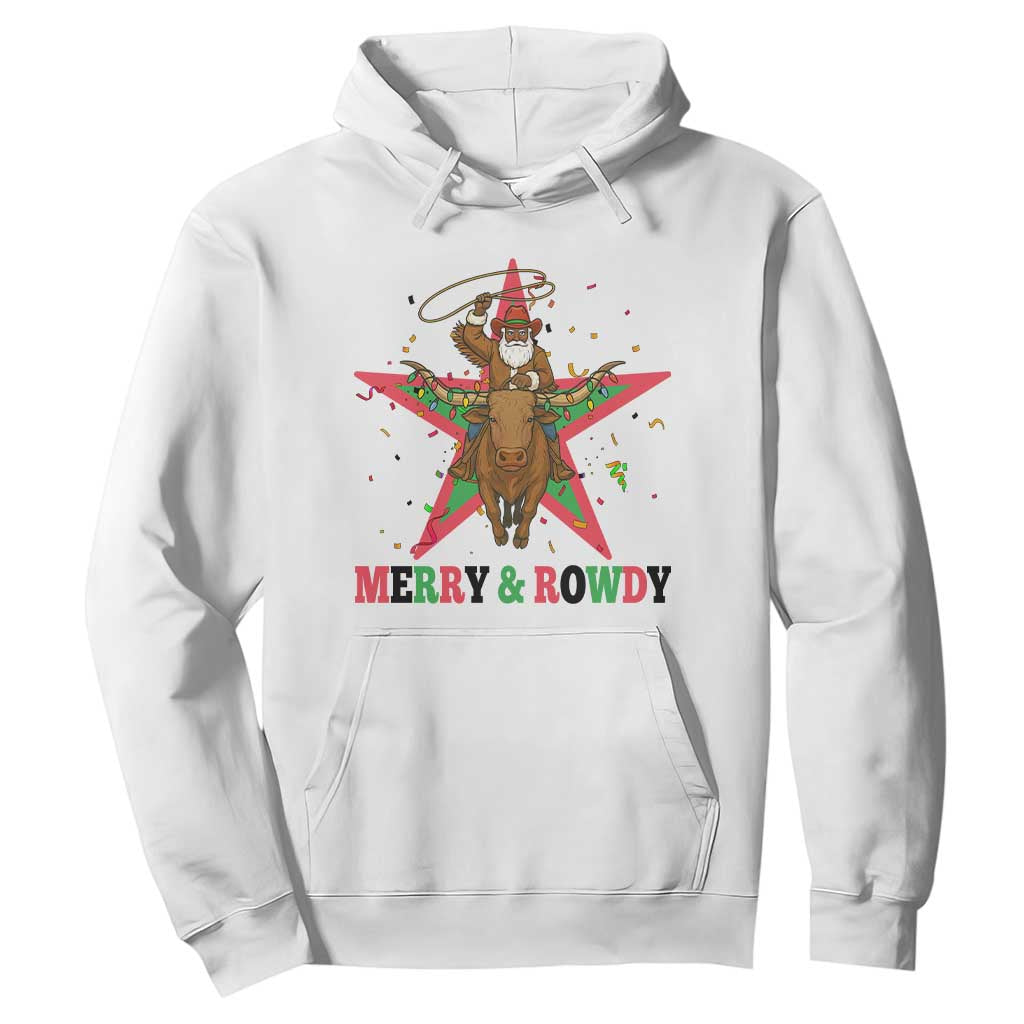 Merry And Rowdy Kwanzaa Santa Cowboy Christmas Gift Hoodie TS12 White Print Your Wear