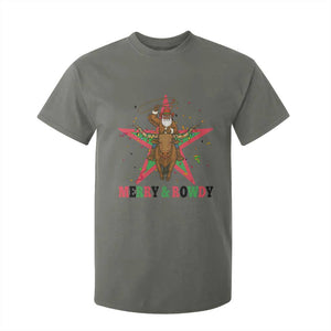 Merry And Rowdy Kwanzaa Santa Cowboy Christmas Gift T Shirt For Kid TS12 Military Green Print Your Wear