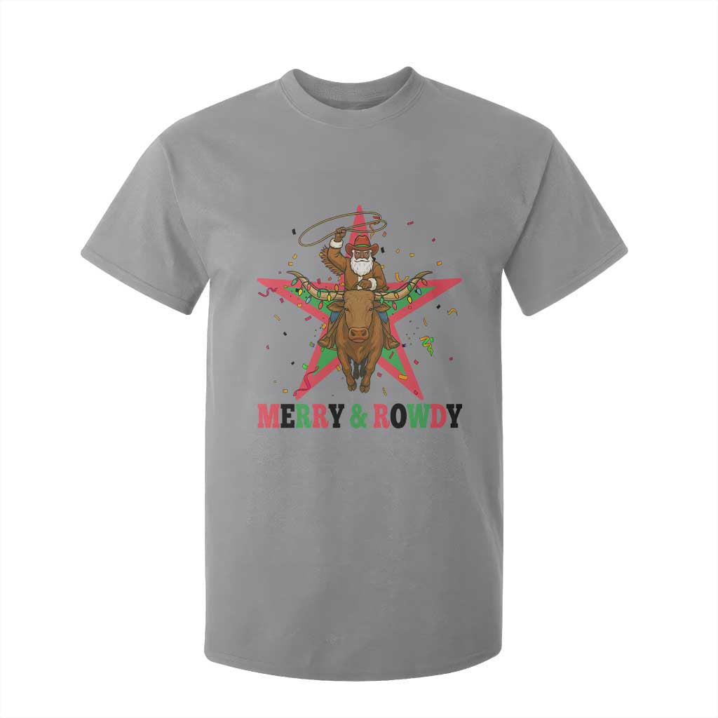 Merry And Rowdy Kwanzaa Santa Cowboy Christmas Gift T Shirt For Kid TS12 Sport Gray Print Your Wear