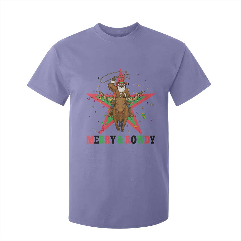 Merry And Rowdy Kwanzaa Santa Cowboy Christmas Gift T Shirt For Kid TS12 Violet Print Your Wear