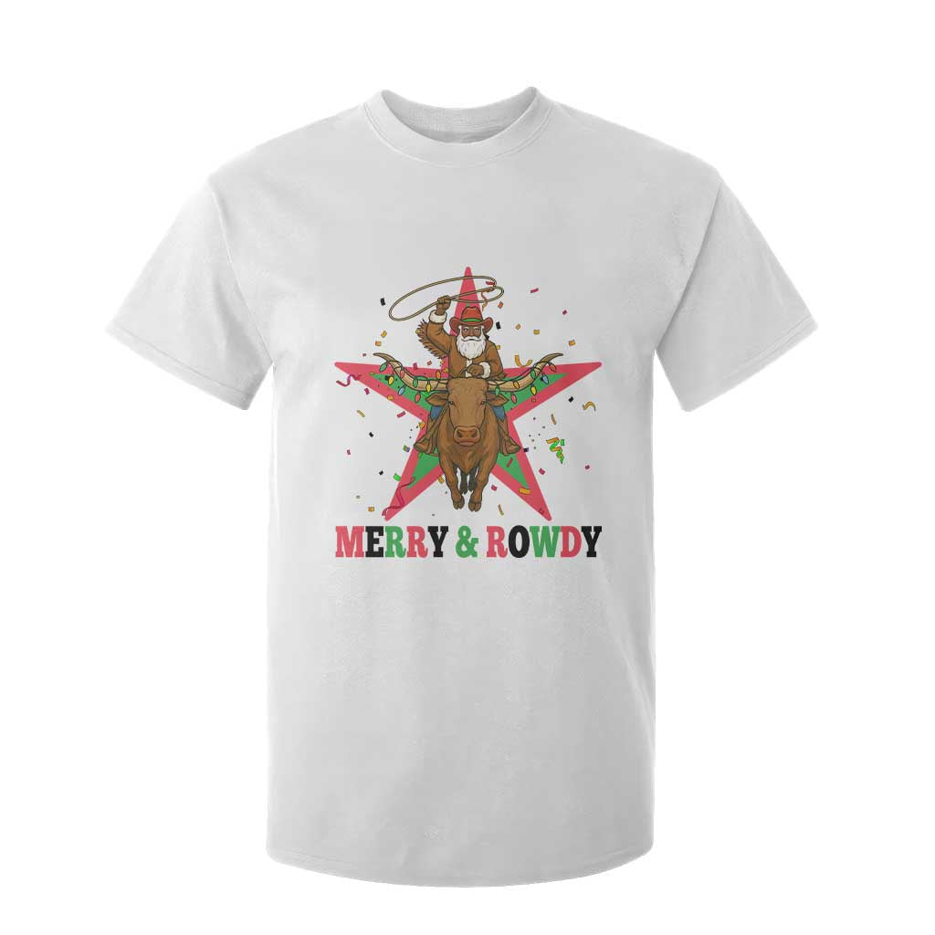 Merry And Rowdy Kwanzaa Santa Cowboy Christmas Gift T Shirt For Kid TS12 White Print Your Wear