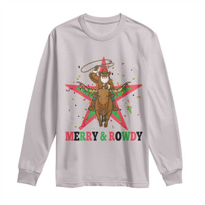 Merry And Rowdy Kwanzaa Santa Cowboy Christmas Gift Long Sleeve Shirt TS12 Ice Gray Print Your Wear