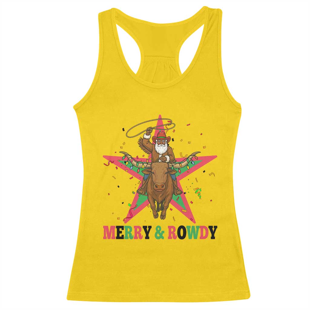 Merry And Rowdy Kwanzaa Santa Cowboy Christmas Gift Racerback Tank Top TS12 Daisy Print Your Wear