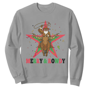 Merry And Rowdy Kwanzaa Santa Cowboy Christmas Gift Sweatshirt TS12 Sport Gray Print Your Wear