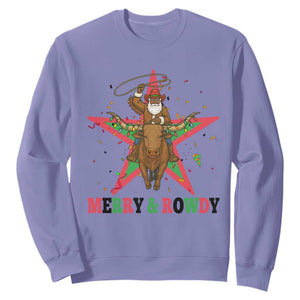 Merry And Rowdy Kwanzaa Santa Cowboy Christmas Gift Sweatshirt TS12 Violet Print Your Wear