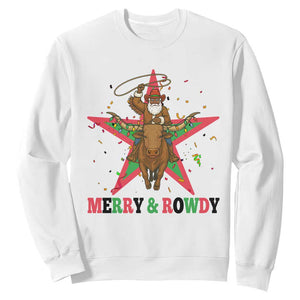Merry And Rowdy Kwanzaa Santa Cowboy Christmas Gift Sweatshirt TS12 White Print Your Wear