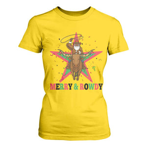 Merry And Rowdy Kwanzaa Santa Cowboy Christmas Gift T Shirt For Women TS12 Daisy Print Your Wear