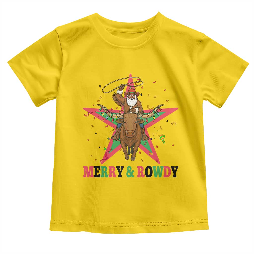 Merry And Rowdy Kwanzaa Santa Cowboy Christmas Gift Toddler T Shirt TS12 Daisy Print Your Wear